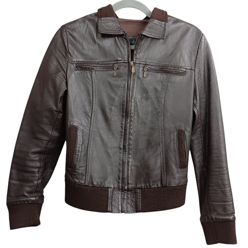 CITLALLI Brown Leather Racer Motorcycle Women’s Biker Riding Jacket Small